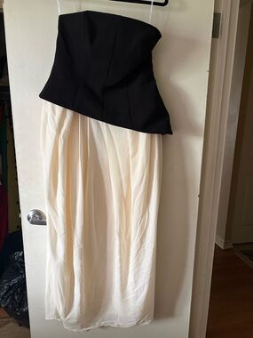 ASOS Arrange Strapless Black and Cream Two-Tone Midi Dress